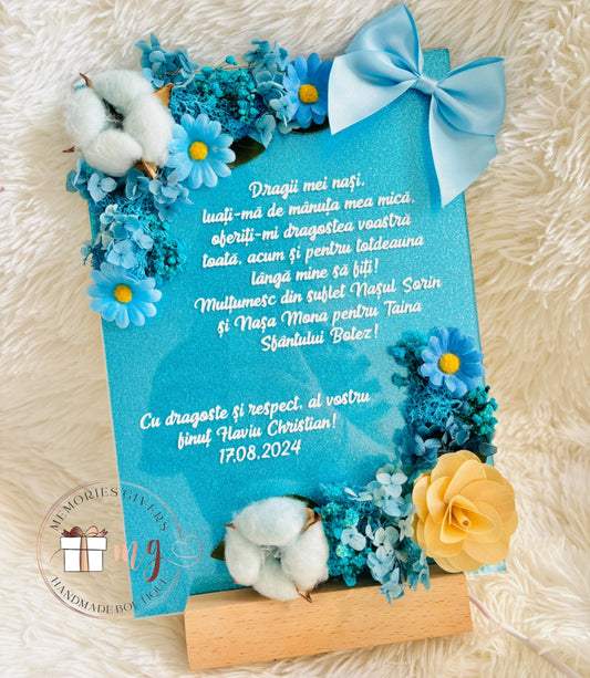 Placă acrilică/tablou A4 cu flori artificiale cu sau fără sticlă