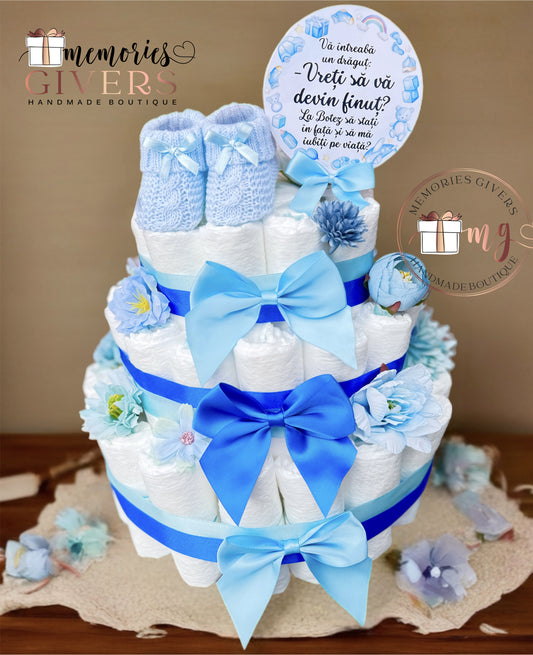 Tort din Pampers cu 3 etaje și totoși