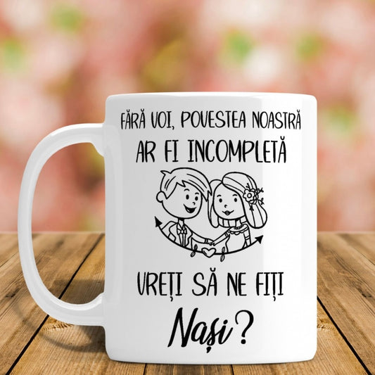 Căni personalizate pentru Nașii de Cununie
