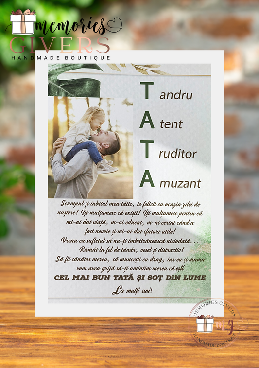 Tabloul A4 cu sau fără sticlă pentru Soț/Tătic