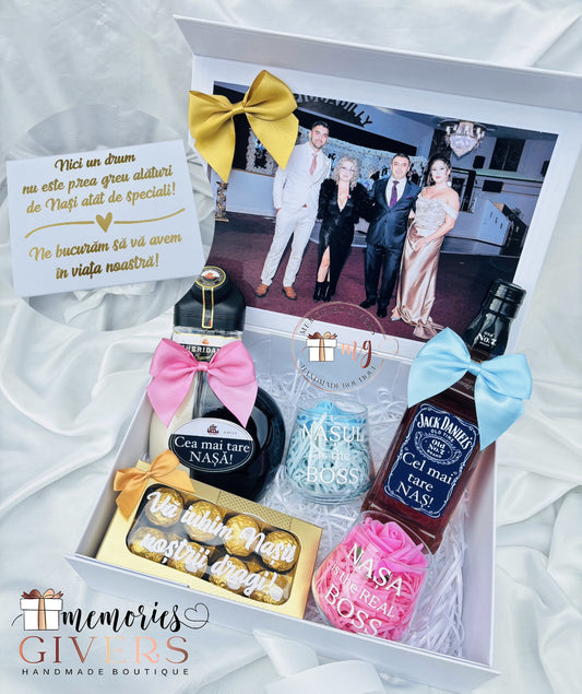 Cutie cu 2 sticle & pahare cu sau fără ciocolată