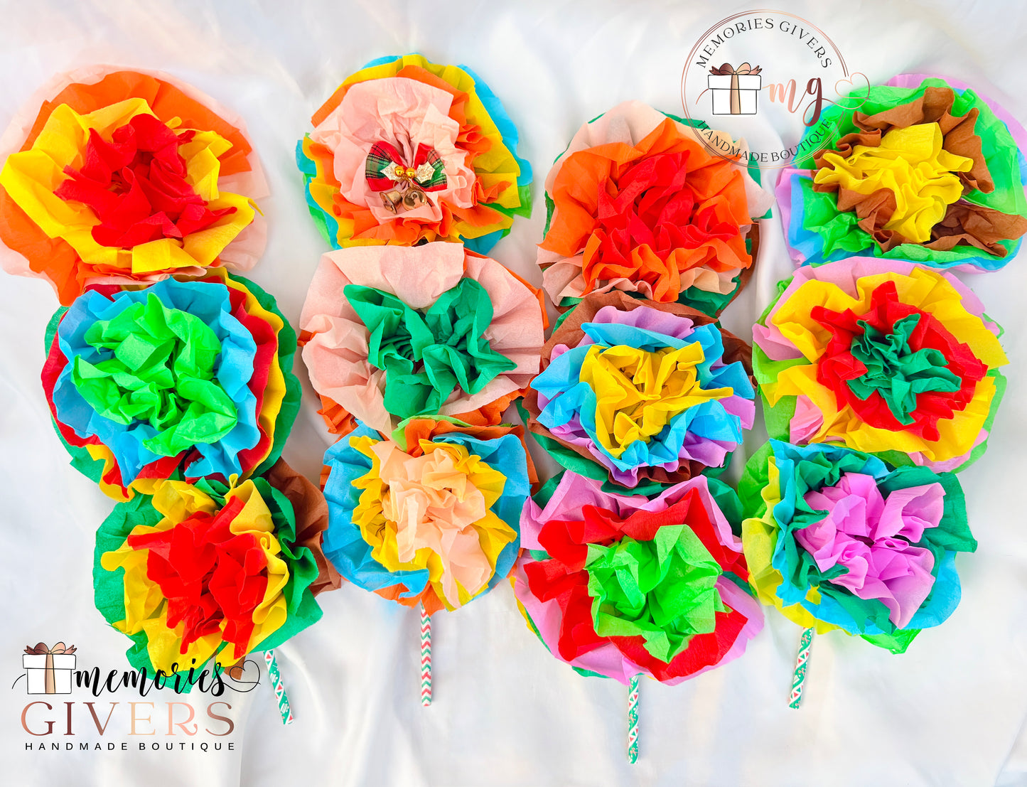 Sorcovă cu 3 flori multicolore 42cm