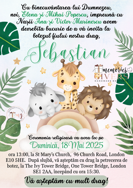 Invitație băiețel safari