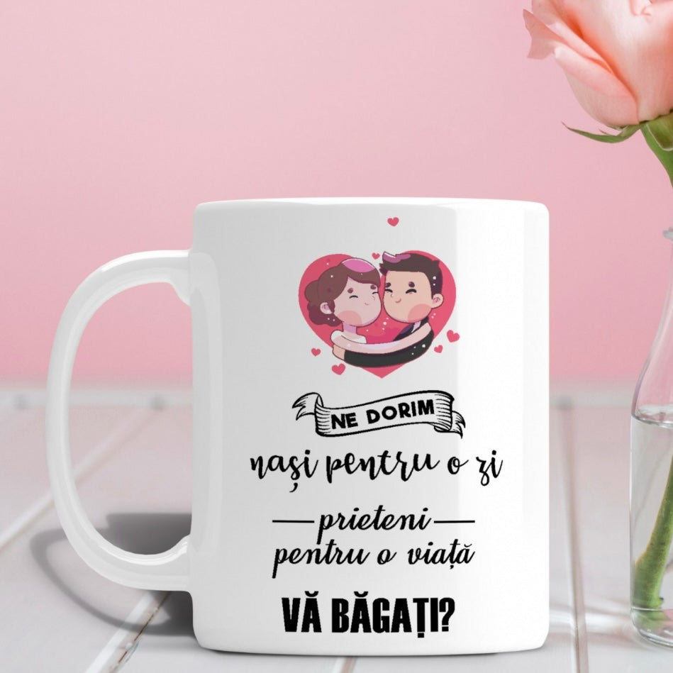 Căni personalizate pentru Nașii de Cununie