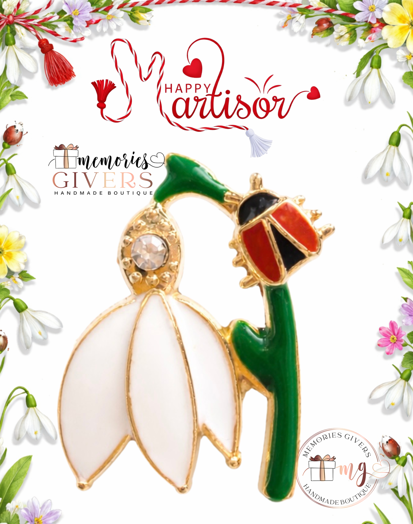 Broșă -COȘ GHIOCEI- cu sau fără mesaj pe spate și ciocolată