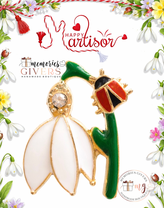 Broșă -COȘ GHIOCEI- cu sau fără mesaj pe spate și ciocolată