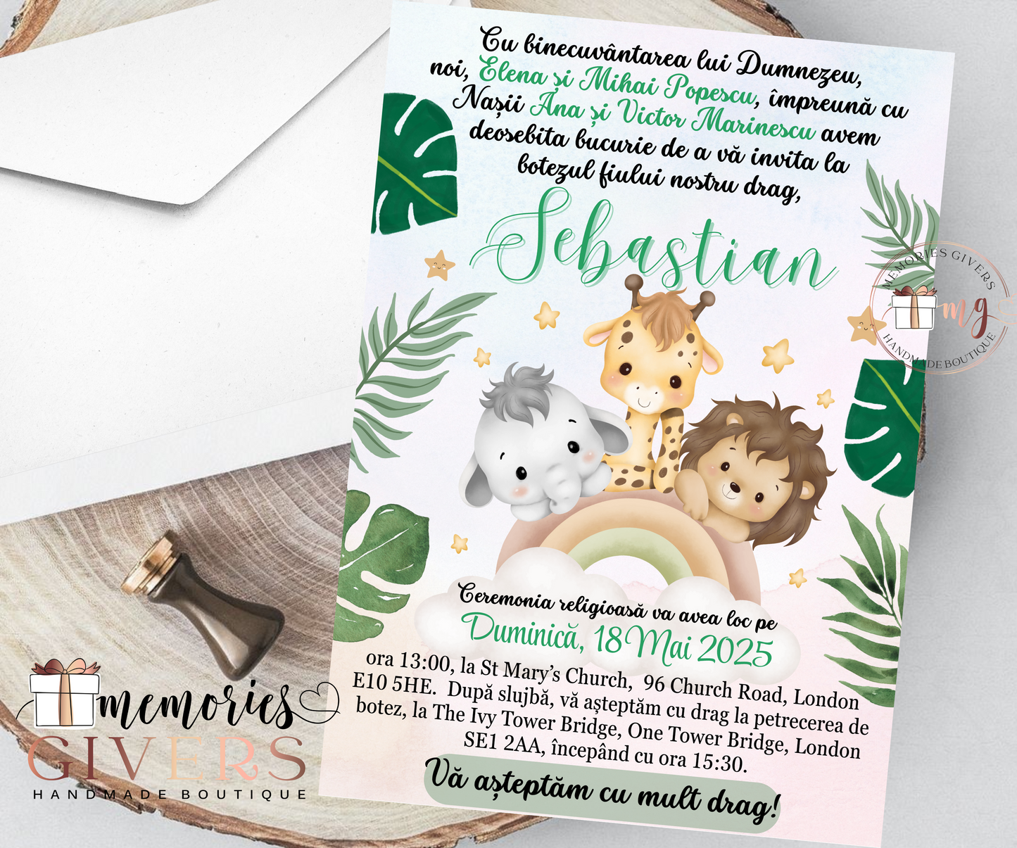 Invitație băiețel safari