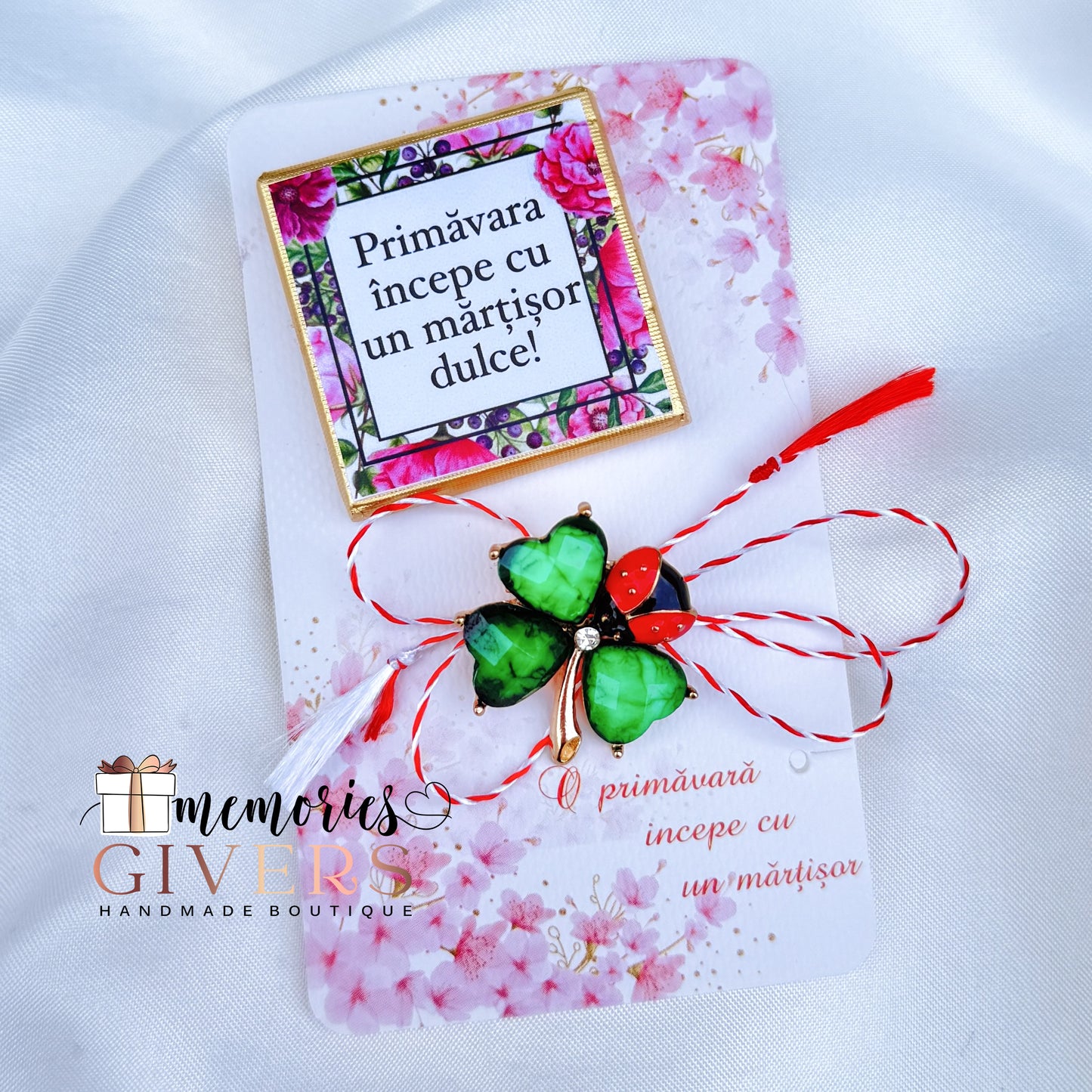 Broșă mărțișor și ciocolată personalizată cu orice mesaj sau poză