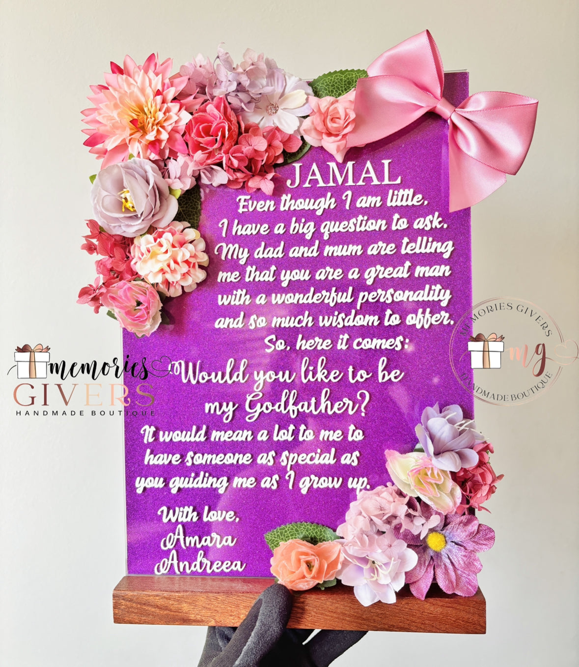 Placă acrilică/tablou A4 cu flori artificiale cu sau fără sticlă