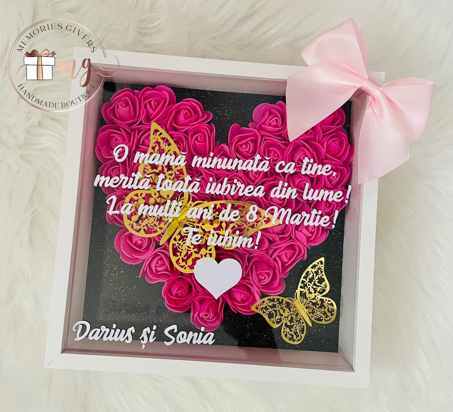 Tablou cu trandafiri și mesaj