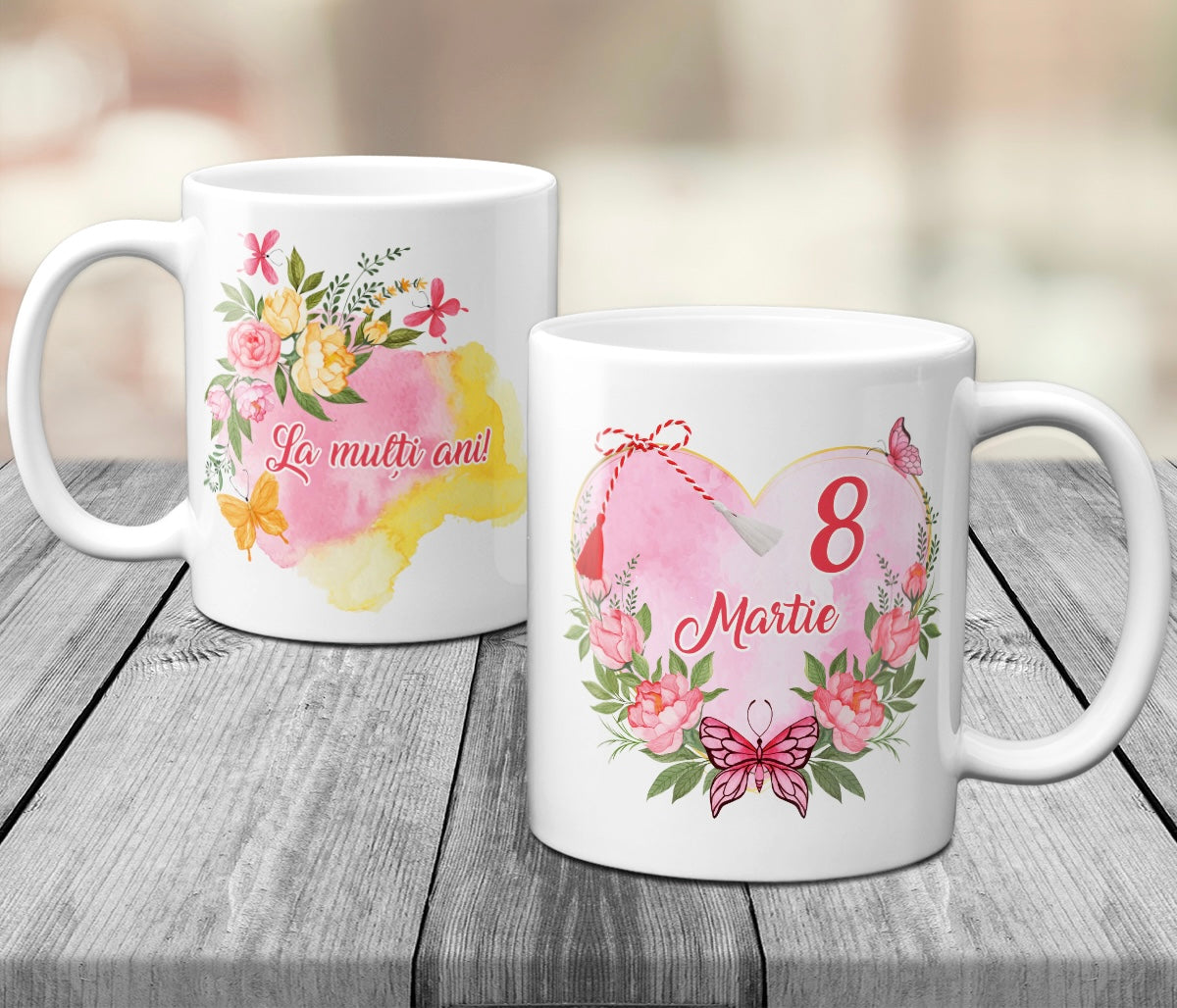 Cană albă personalizată pentru Mărțișor
