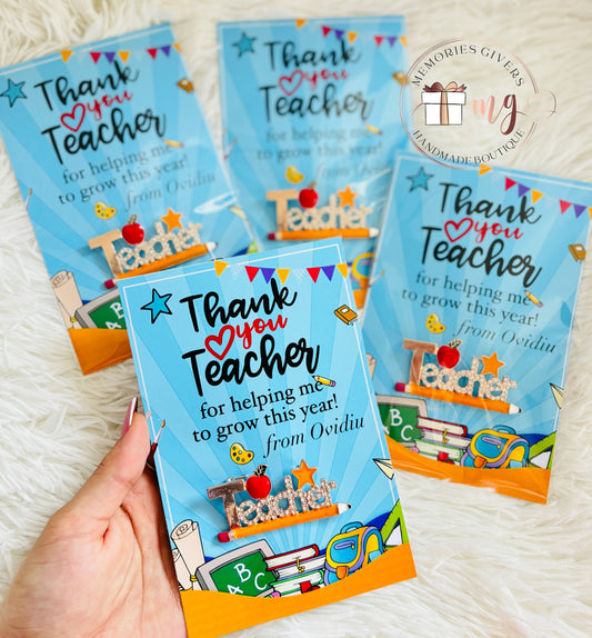 Felicitare cu broșă de pus în piept "Teacher"