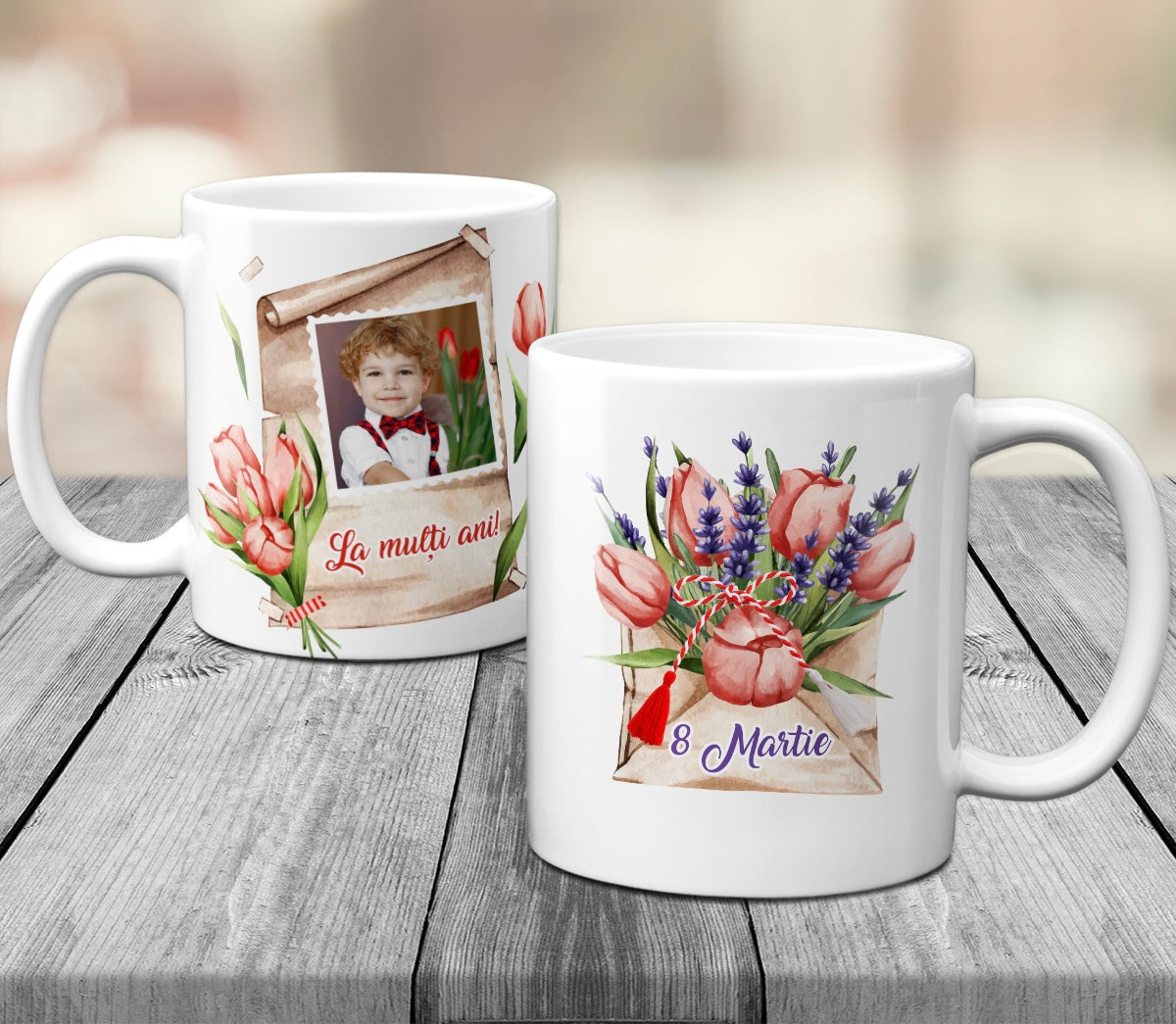 Cană albă personalizată pentru Mărțișor