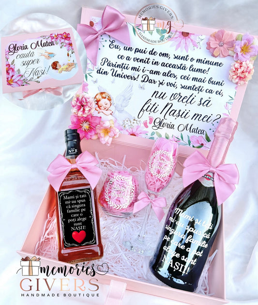 Cutie cu 2 sticle & pahare cu sau fără ciocolată