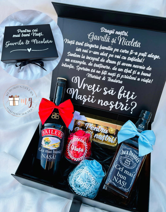 Cutie cu 2 sticle & pahare cu sau fără ciocolată