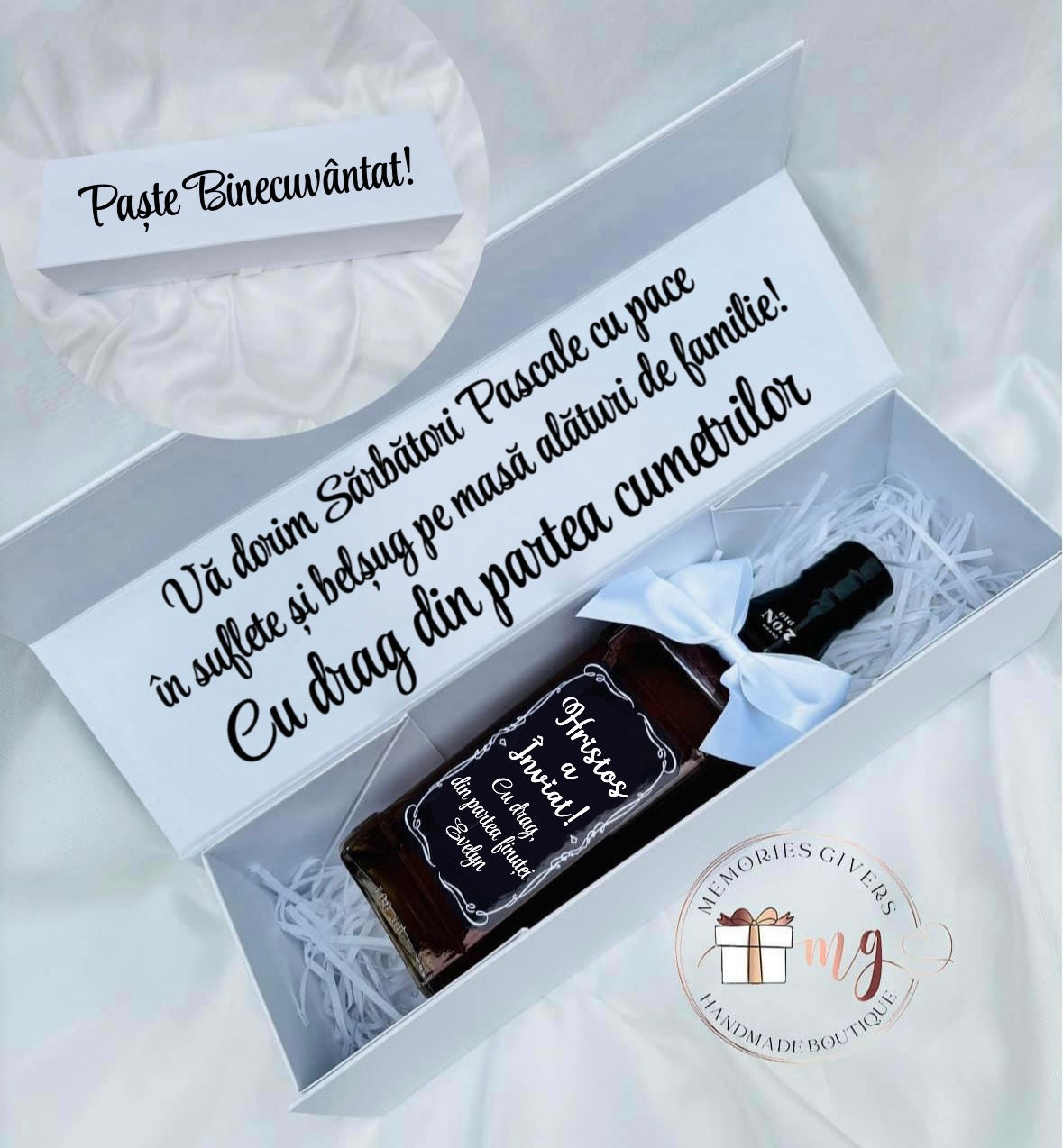 Doar sticla personalizată sau în cutie/pungă de cadou