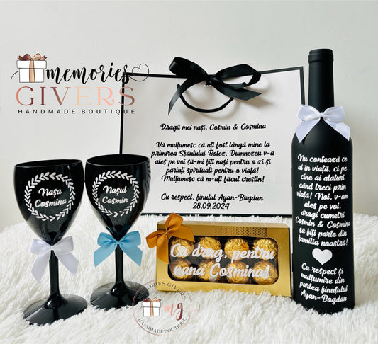 Set cu sticlă & pahare cu sau fără ciocolată