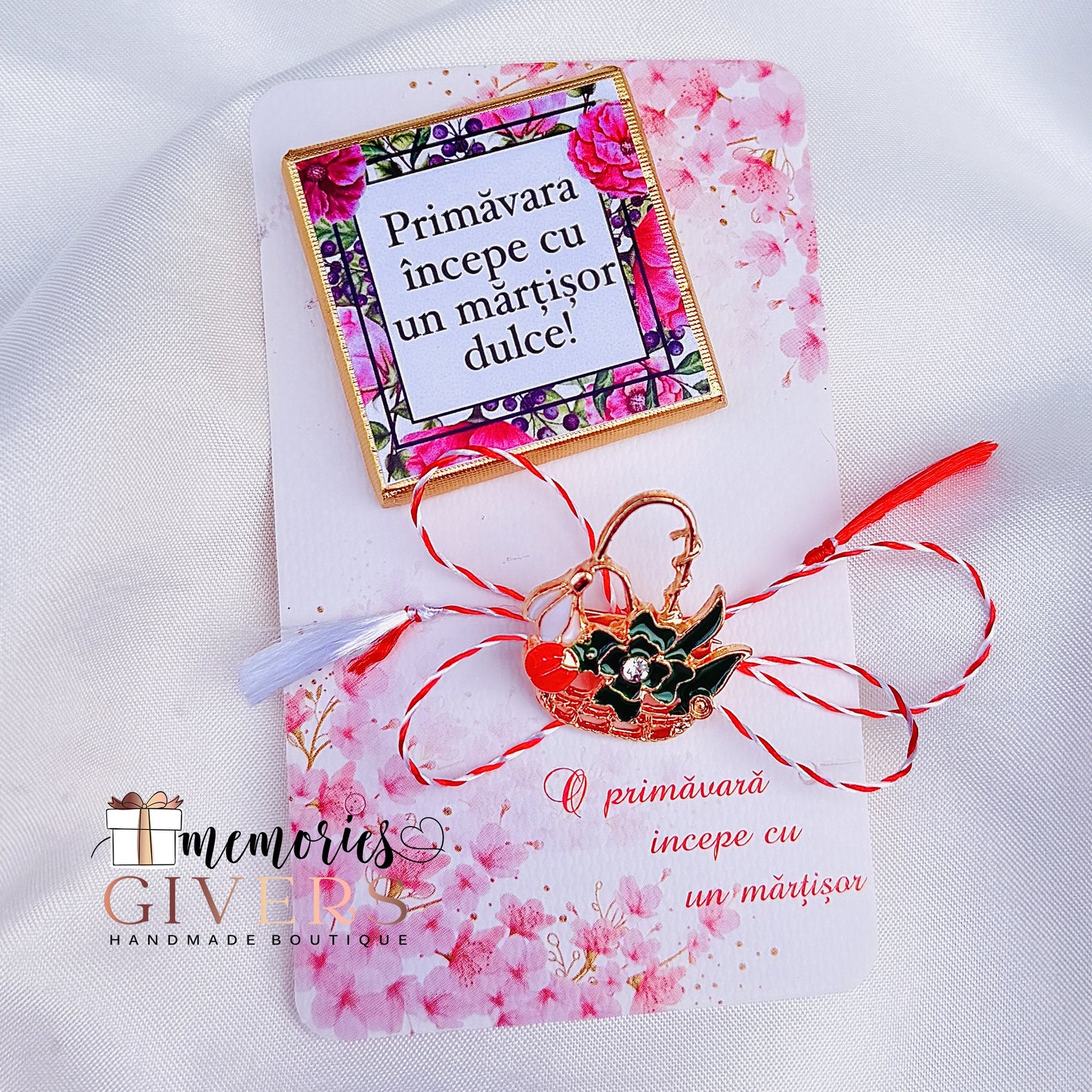 Broșă mărțișor și ciocolată personalizată cu orice mesaj sau poză