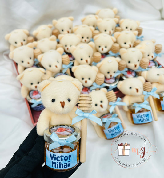 Mărturie cu mini Nutella/miere de albine și ursuleț