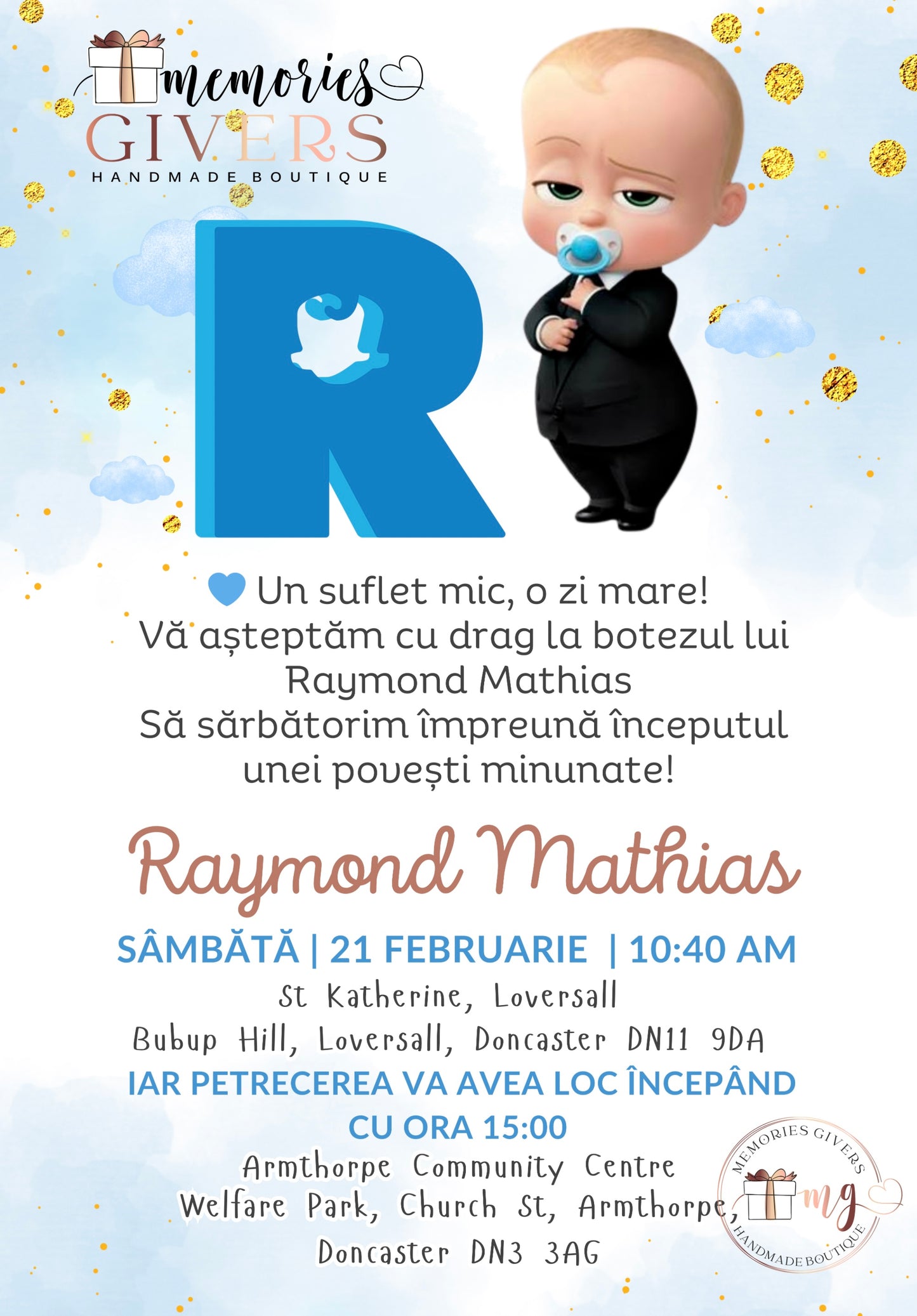 Invitație băiețel Baby BOSS