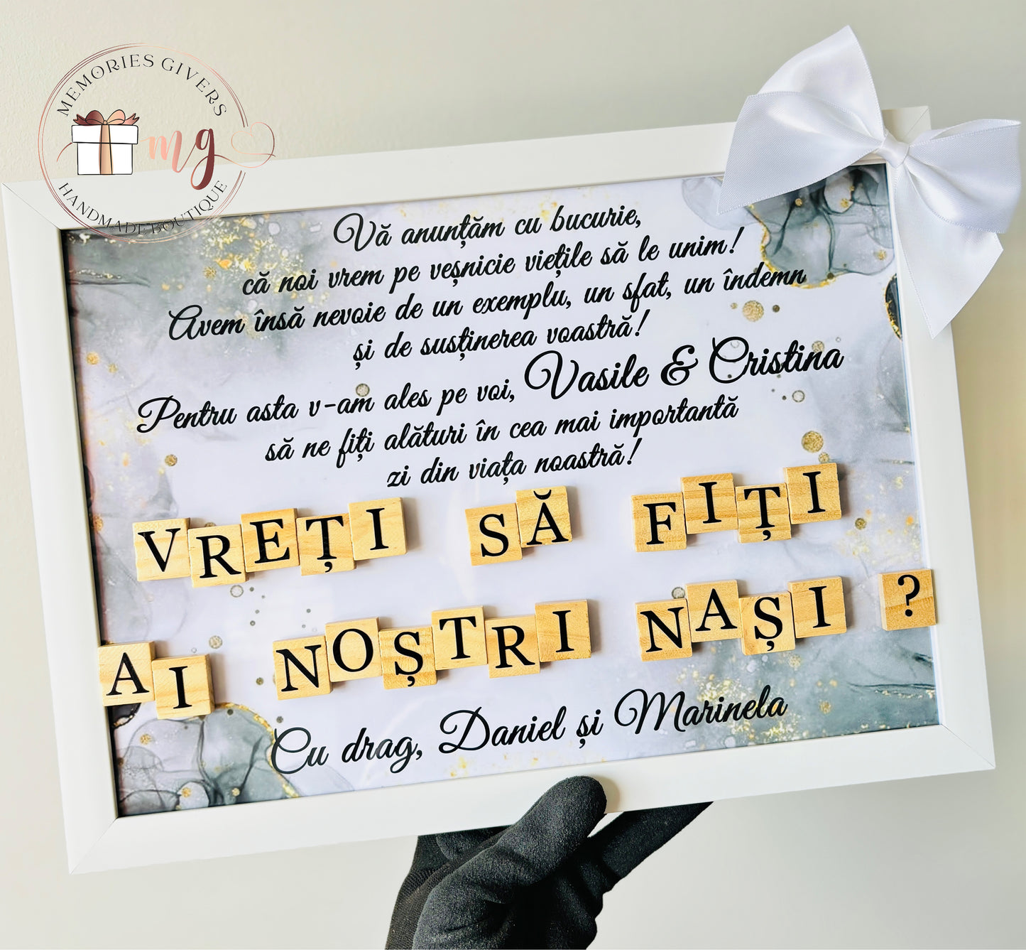 Doar tabloul A4 sau cu sticlă și pungă de cadou