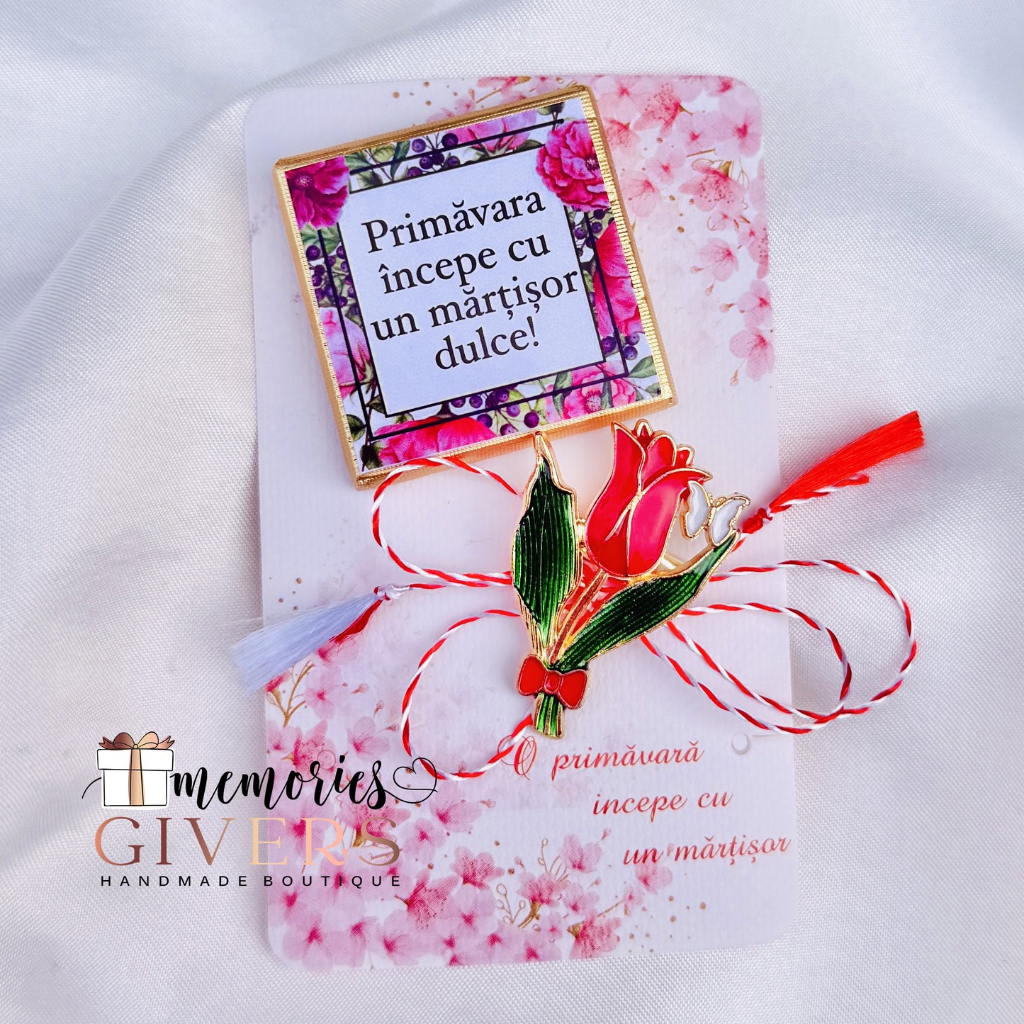 Broșă mărțișor și ciocolată personalizată cu orice mesaj sau poză