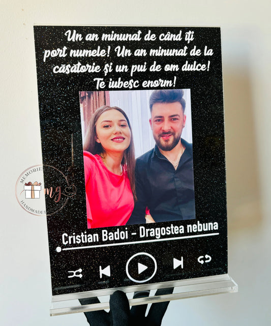 Placă acrilică/tablou A4 cu melodie cu sau fără sticlă