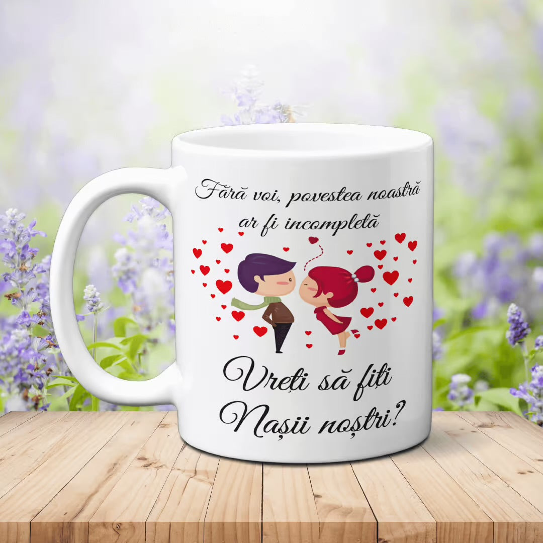 Căni personalizate pentru Nașii de Cununie