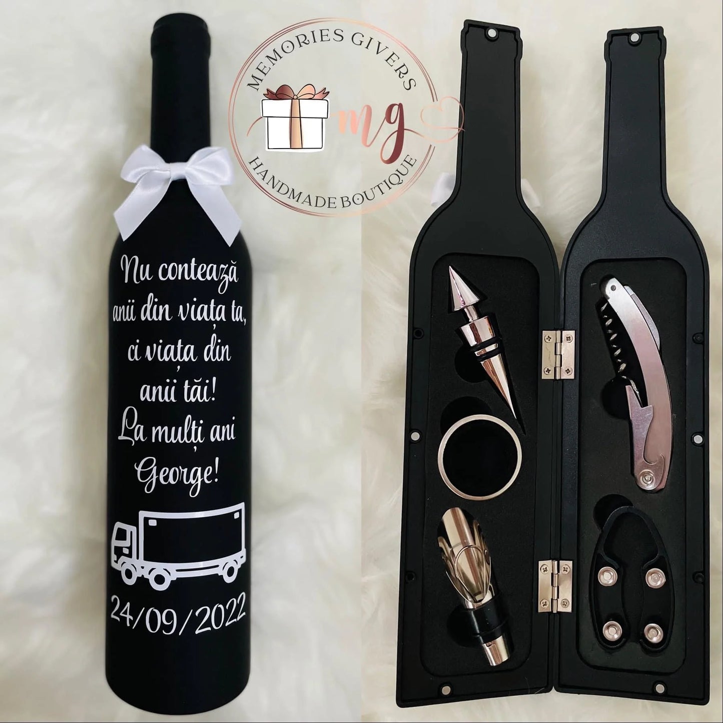 Doar sticla personalizată sau în cutie/pungă de cadou