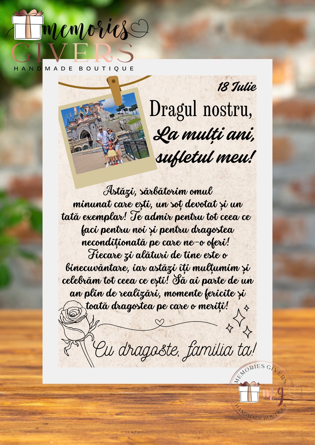 Tabloul A4 cu sau fără sticlă pentru Soț/Tătic
