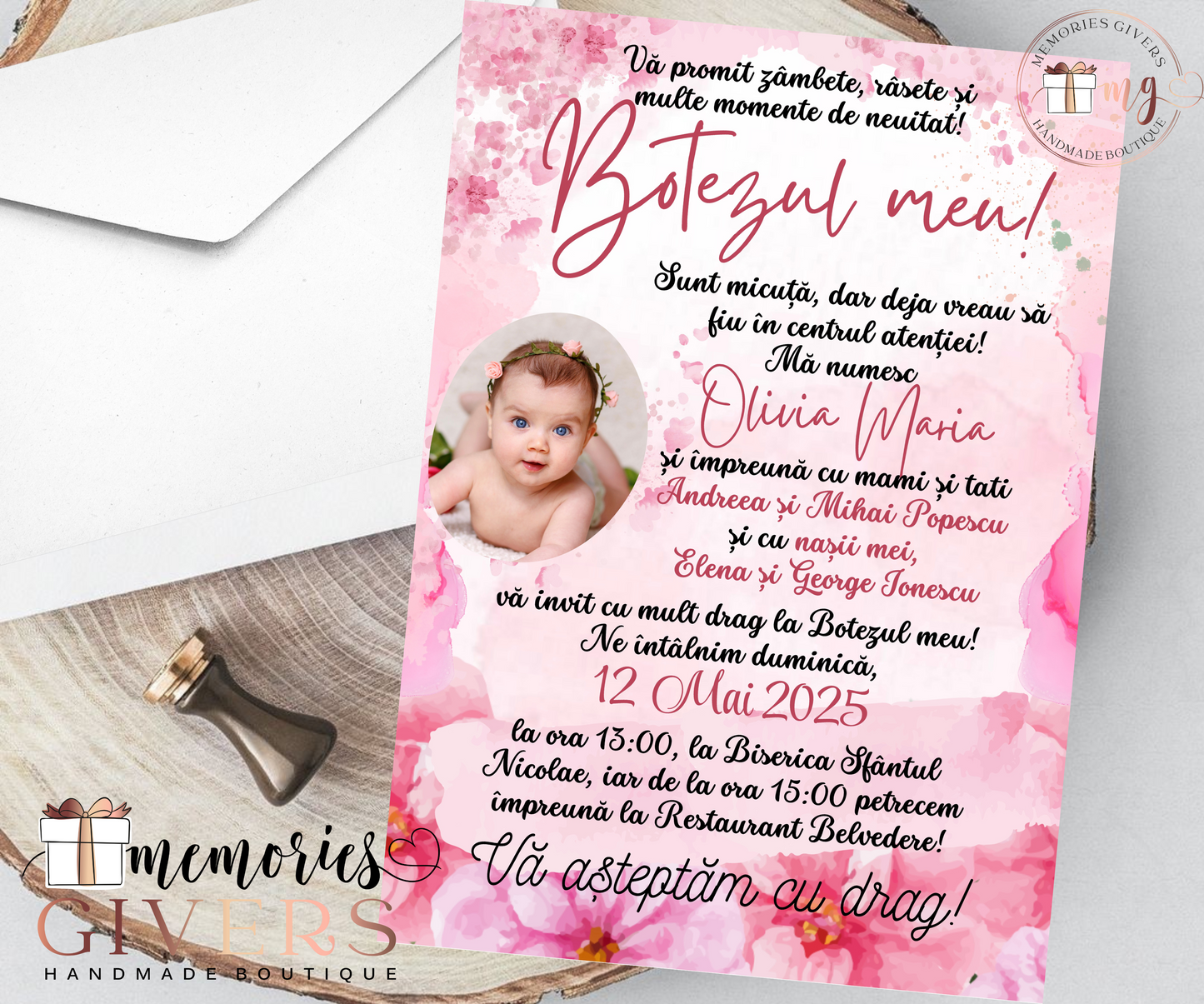 Invitație fetiță full roz