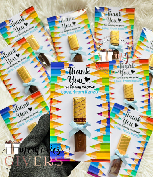 Felicitare cu ciocolată "Merci"