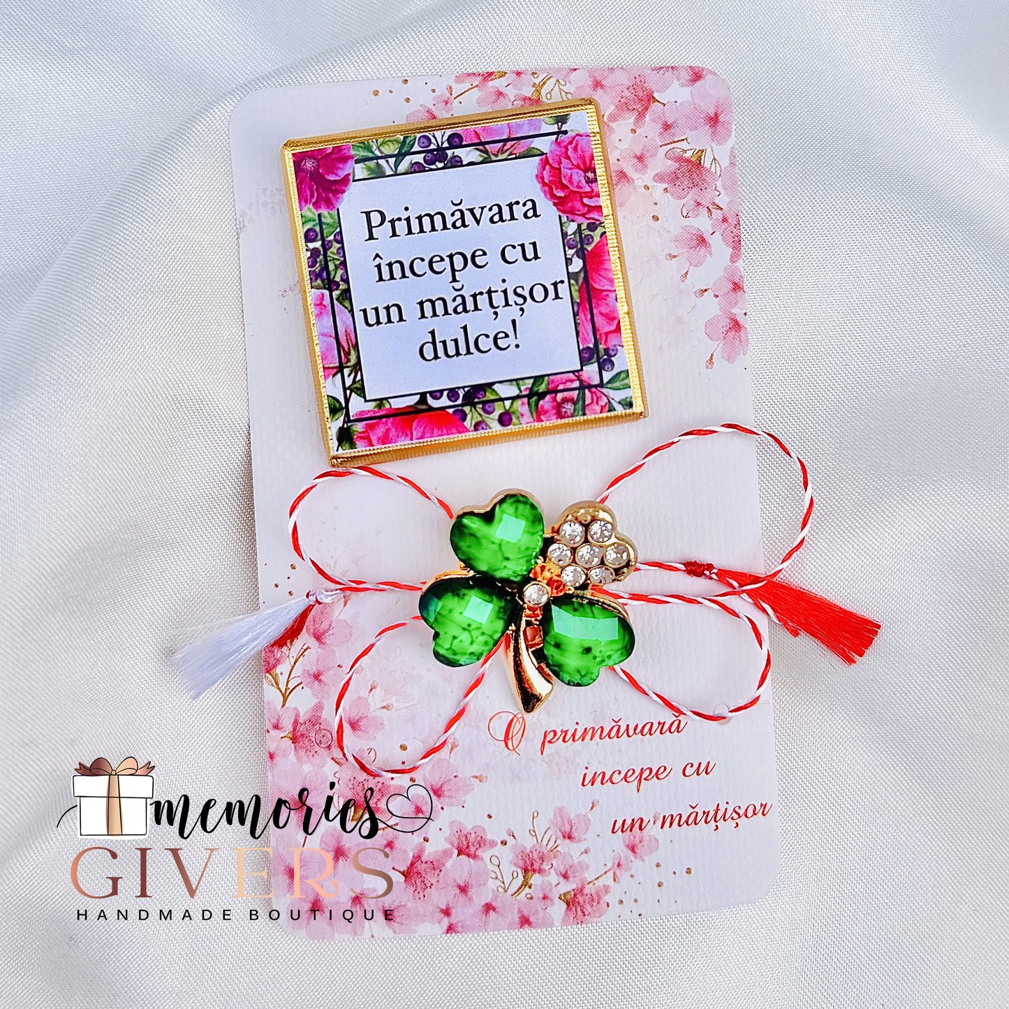 Broșă mărțișor și ciocolată personalizată cu orice mesaj sau poză