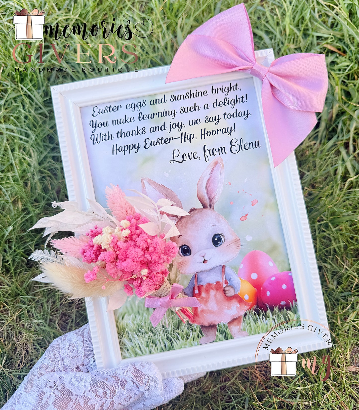 Tablou 18x30cm cu mesaj și buchețel din flori uscate