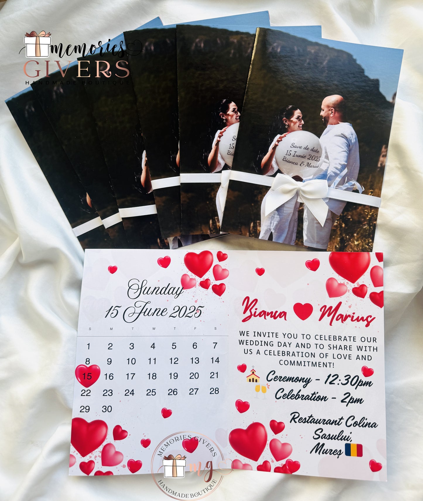 Invitație cu poză și calendar tip carte