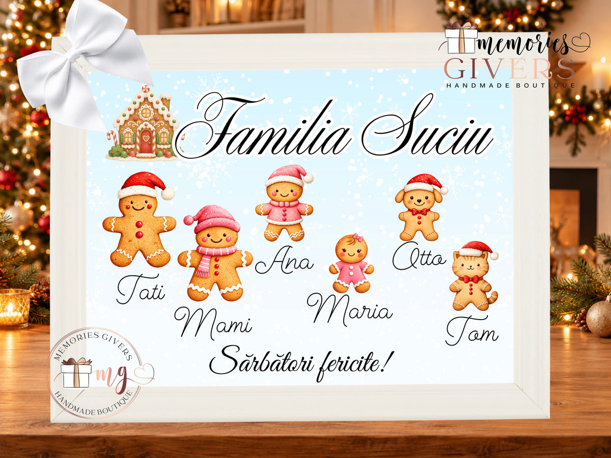 Tablou A4 cu familia de turtă dulce
