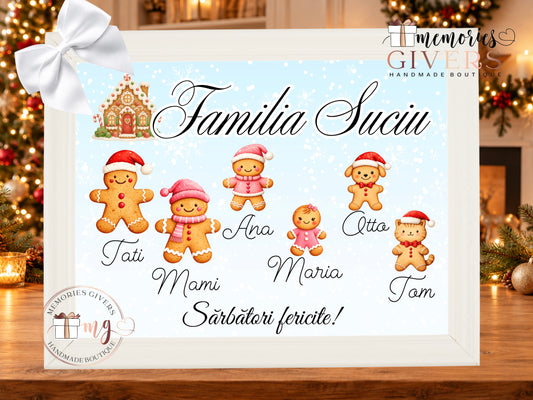 Tablou A4 cu familia de turtă dulce