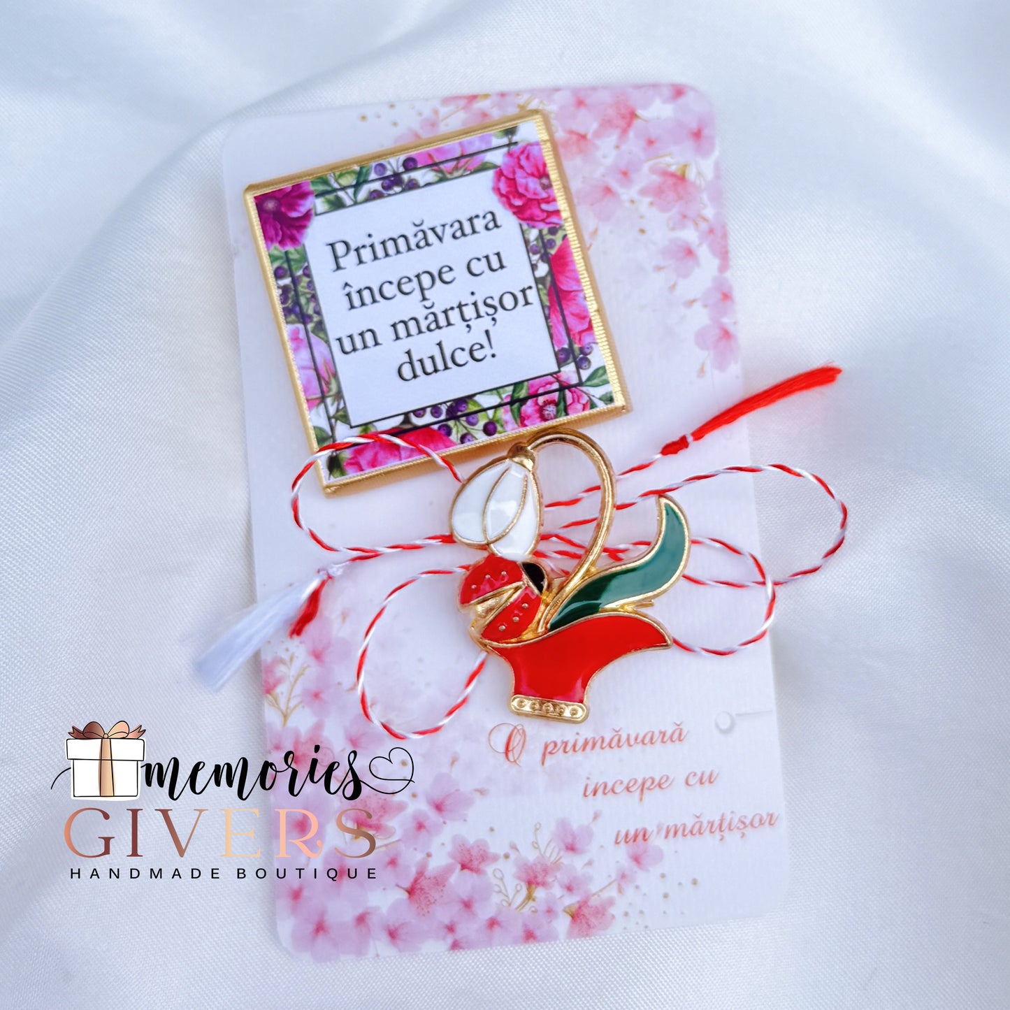 Broșă mărțișor și ciocolată personalizată cu orice mesaj sau poză