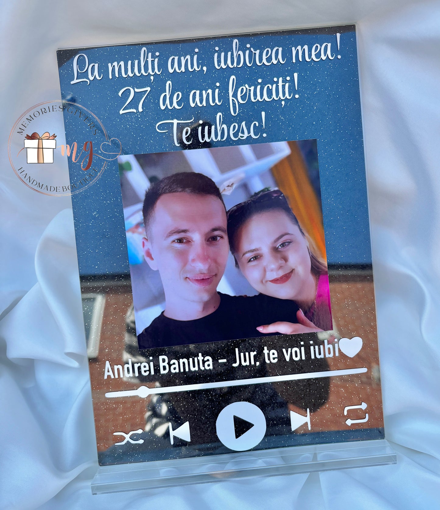 Doar placa acrilică A4 cu melodie sau cu sticlă și pungă de cadou