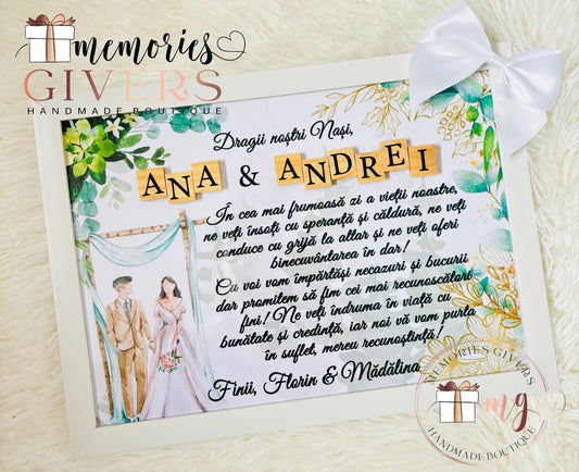 Tabloul A4 cu litere de lemn cu sau fără sticlă