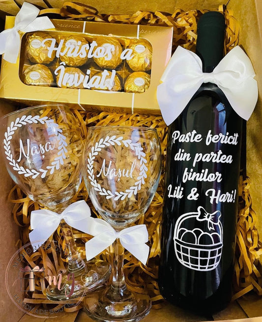 Set cu sticlă & pahare cu sau fără ciocolată