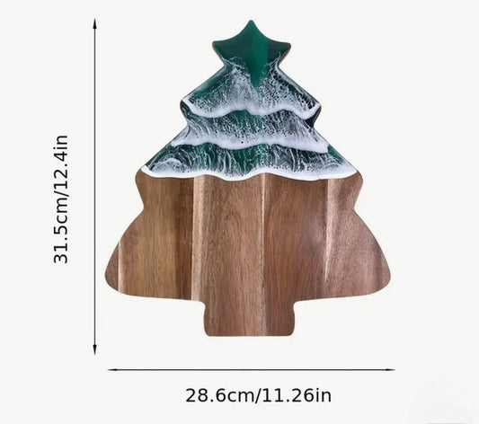 Platou din lemn cu rășină pentru masa de Crăciun