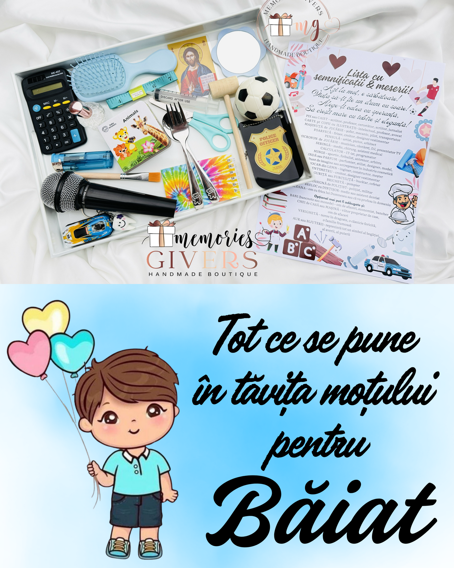 20 de obiecte ce se pun în tăvița pentru BĂIAT + semnificația lor