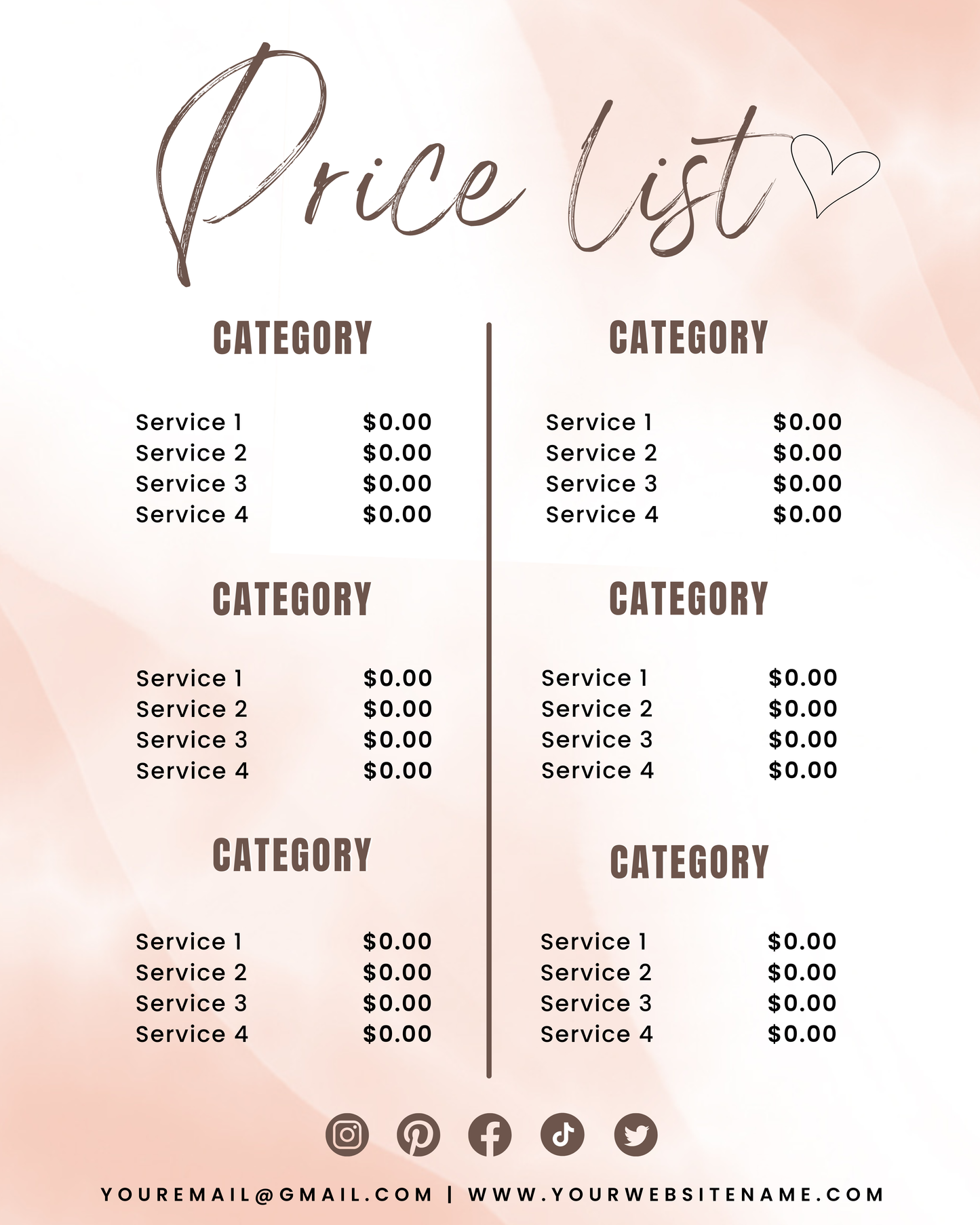 Price List - tablou sau flyere