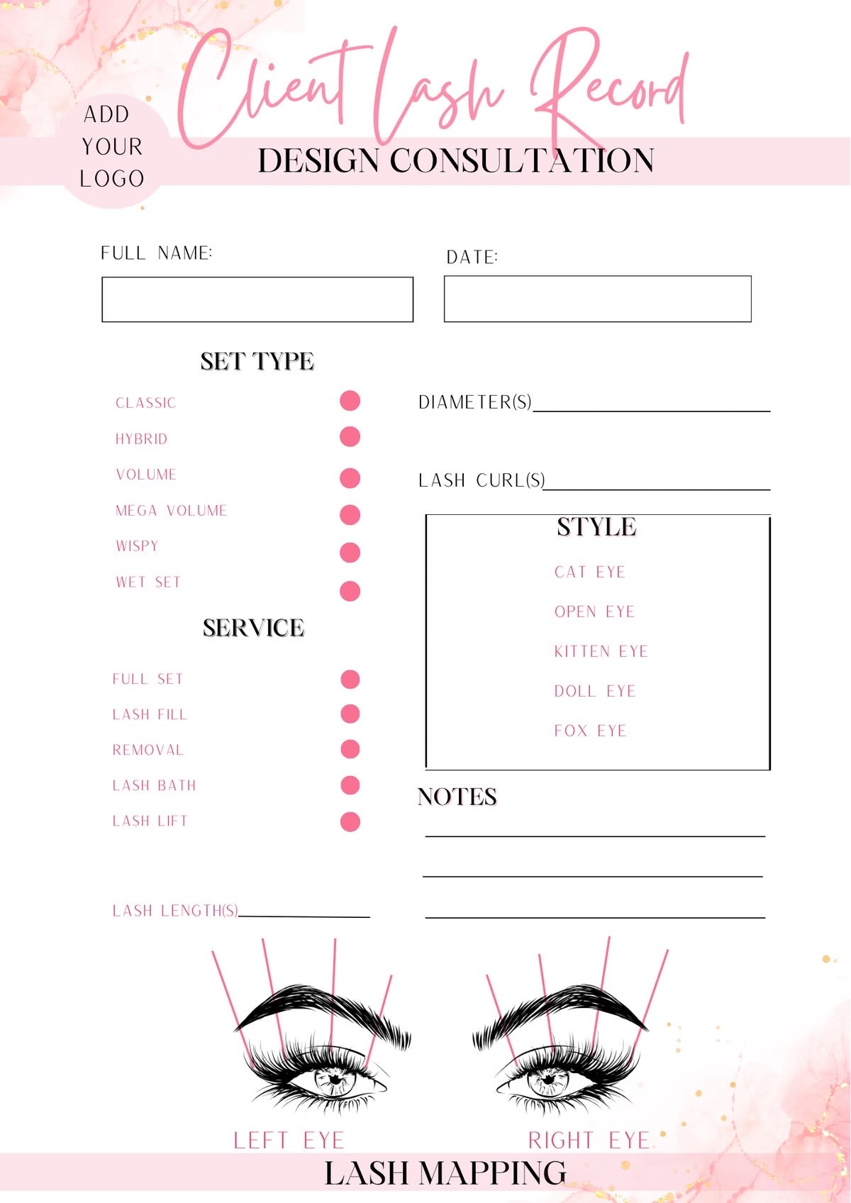 Client Record Form A4