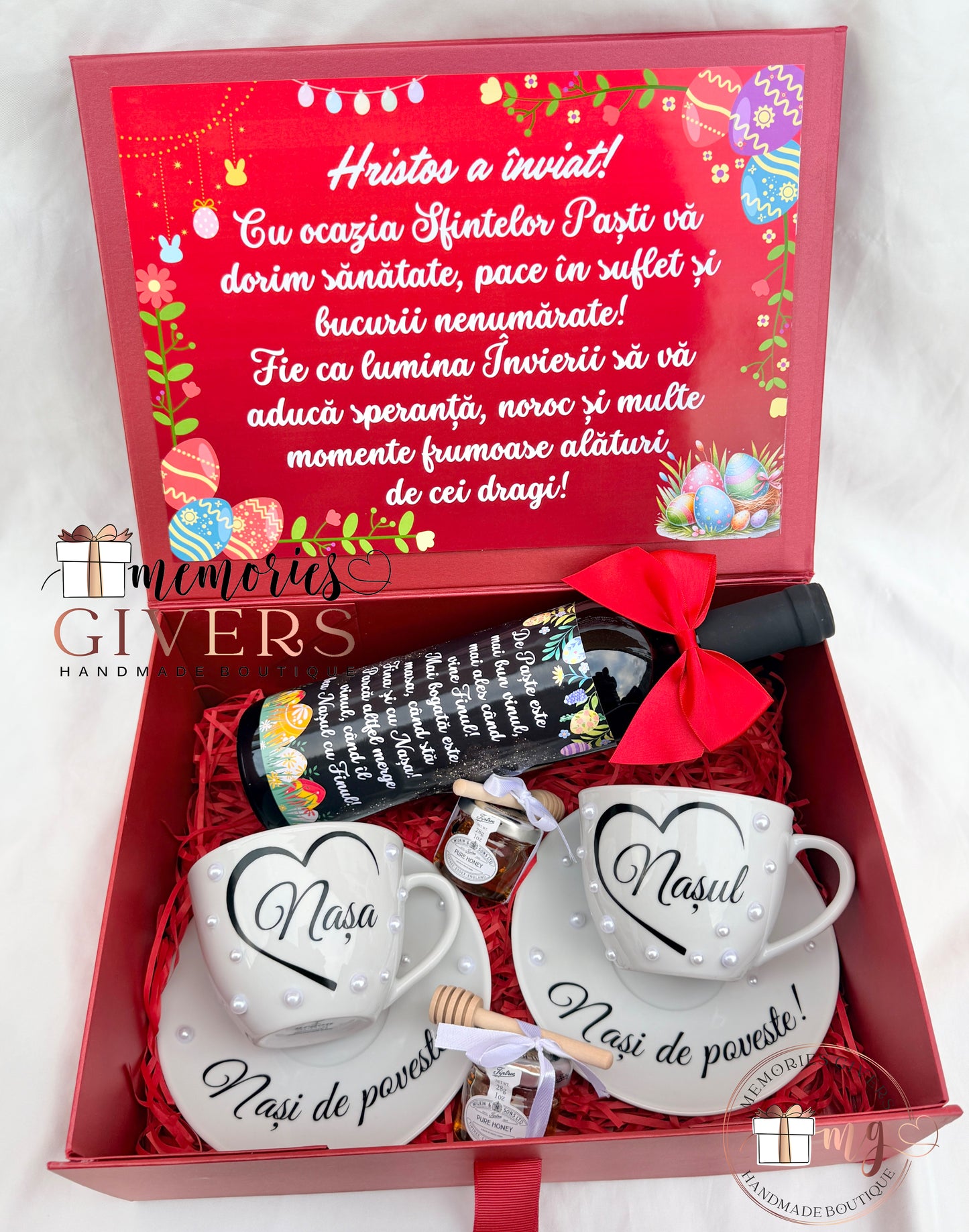 Cutie cu 2 căni & 2 farfurii și sticlă