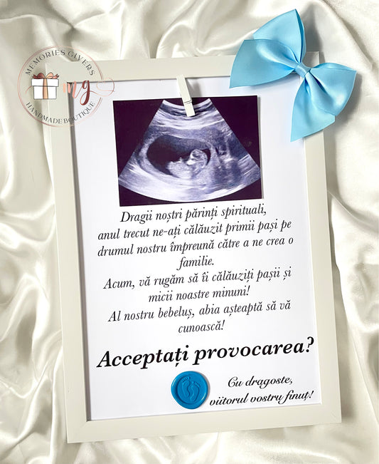 Tabloul A4 cu sigiliu de ceară și poză prinsă cu cârlig