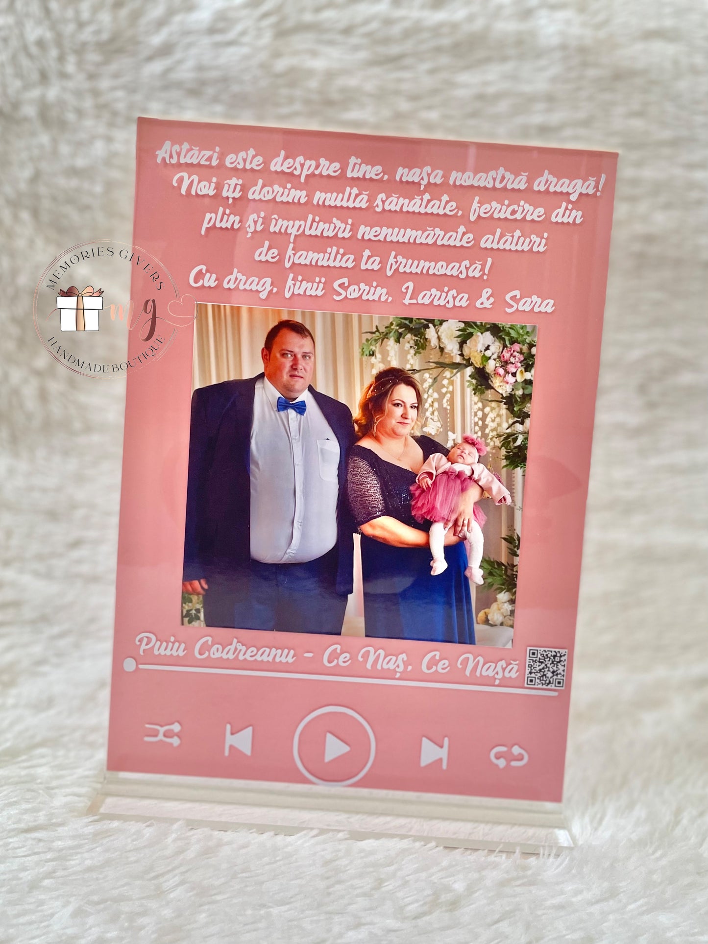 Doar placa acrilică A4 cu melodie sau cu sticlă și pungă de cadou