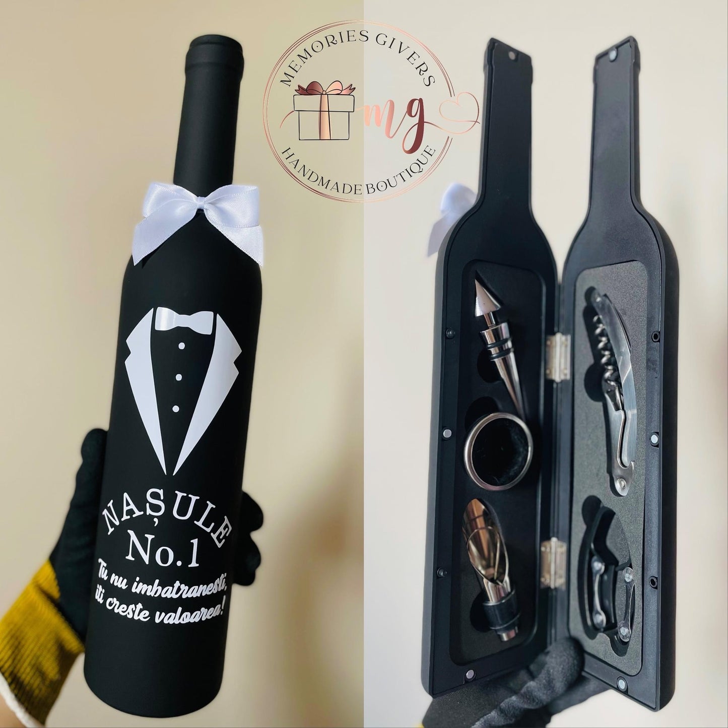 Doar sticla personalizată sau în cutie/pungă de cadou