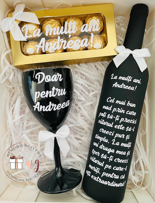 Set cu sticlă & pahare cu sau fără ciocolată